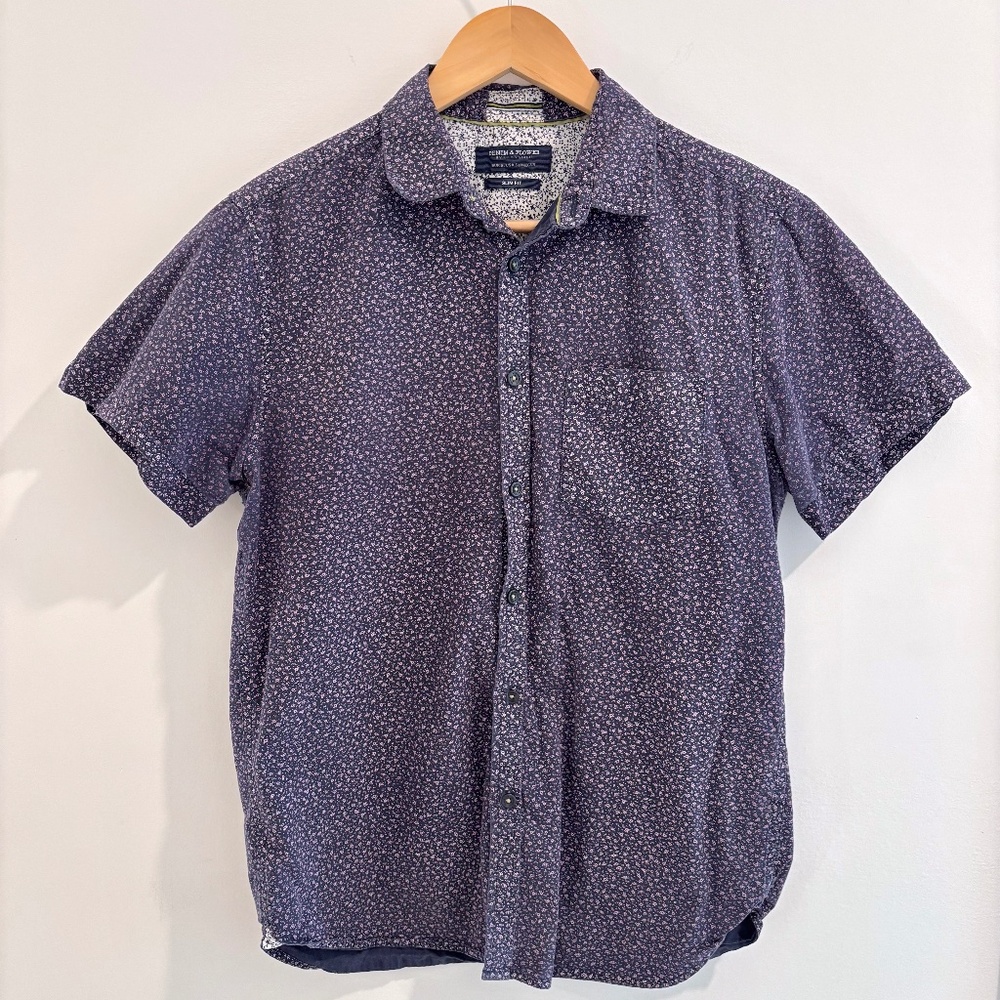 Denim & Flower Small Slim Fit Button Down Short Sleeve Shirt